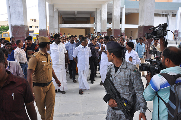 Hon'ble Minister for Housing and Urban Development Department Visit at Inter City Bus Terminus site at Madhavaram